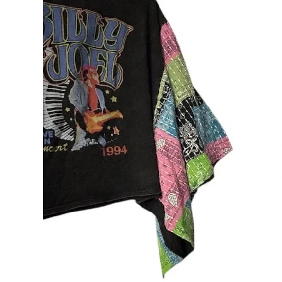 VTG Billy Joel 1994 Concert Oversized Tee With M/L Patchwork Kimono Sleeve Boho - Picture 13 of 16